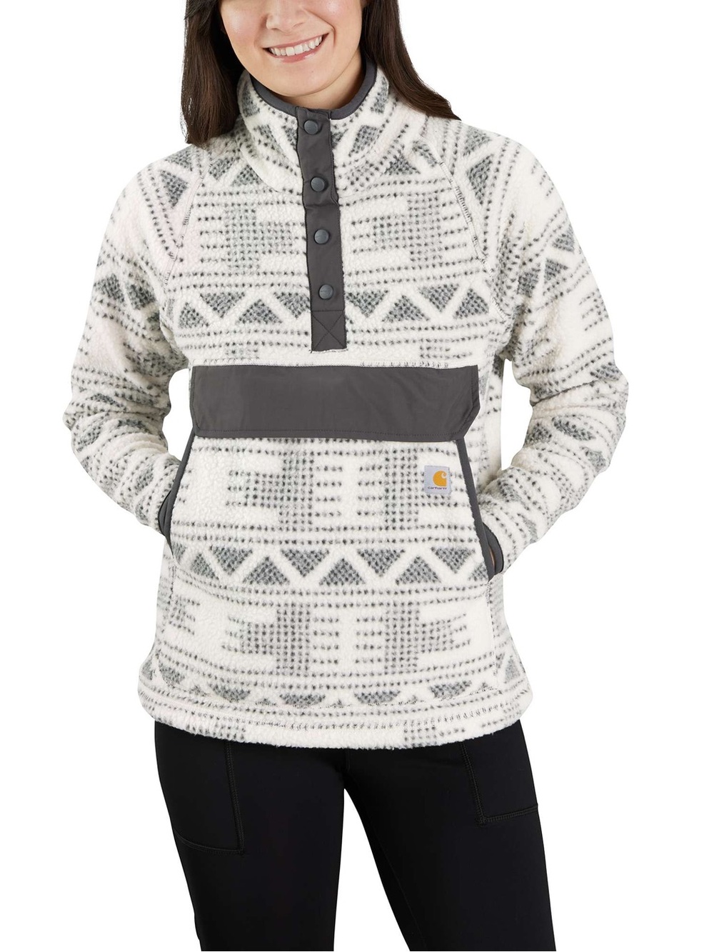 Carhartt Sherpa Fleece Pullover Malt Geometric Aztec Print Women’s Medium Fall